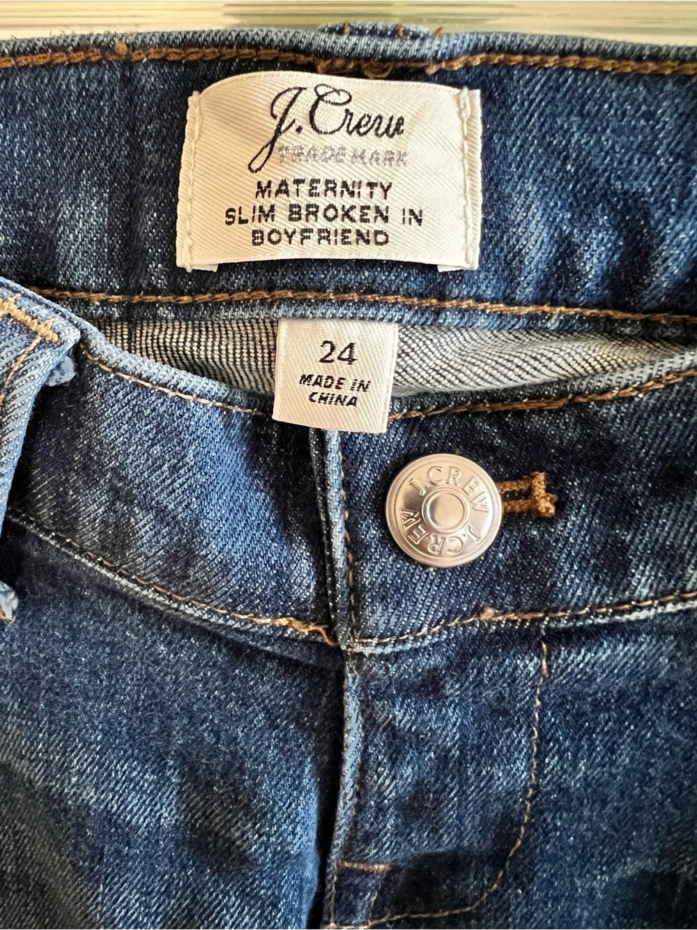 J. Crew Maternity Slim Broken-In Boyfriend Jeans - Blue Denim size 24 (short in)